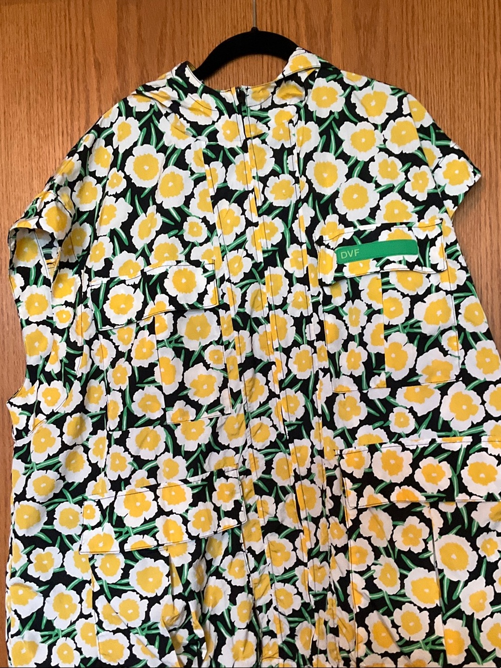 Diane Von Furstenberg Target Collab Yellow White and Black Floral Zip-Front Vest
